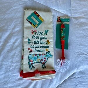 PIONEER WOMAN: I'll Love You Til The Cows Come Home Kitchen Towels & Brush